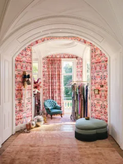 Temperley carpet wallpaper curtains pink