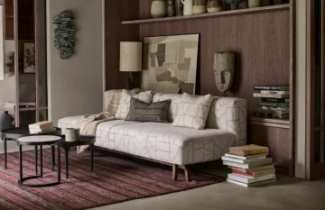 Mark Alexander - Java brown tones livingroom sofa cushions carpet close up