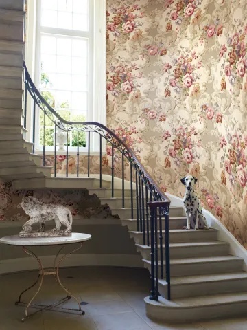 Mulberry Home - Icons Wallpaper collection - Floral Rococo Red Plum Lifestyle