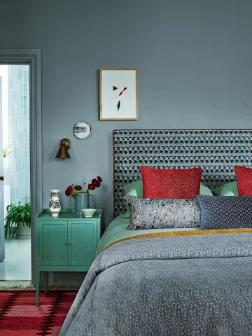 Jane Churchill - Grey Blue Bedroom Eclectic