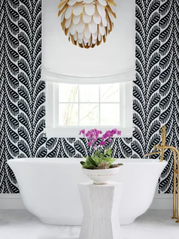 Thibaut Bathroom Eden Ginger Wallpaper Black