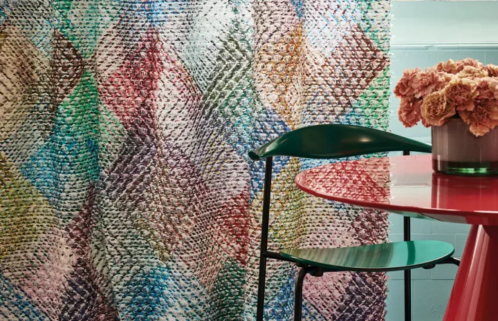 Zafaro colourful sheer curtain close-up