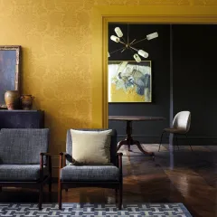 Zoffany wp upholstery carpet blue gold Damask Alchemy of colour Pomegranate